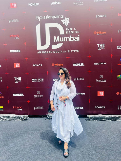 White Drape Dress with Scarf